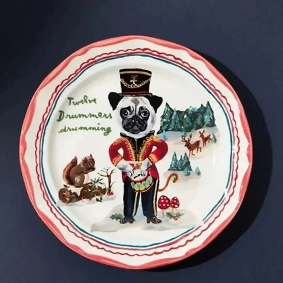 Anthropologie Nathalie Lete 12 Days of Christmas Drummer Side Plate - Picture 1 of 2